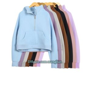 Women Yoga Hoodies Activewear Comfortable Half zip sweatshirt Line Decoration Fitness Gym Workouts Training Pullover Yoga Jackets Sportswear Designer Hoodie