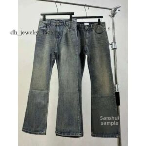 High-end Fashion Week Bootcut Washing Distressed Bamboo Cotton Jeans Micro Flared Bell Bottoms For Men Women f97