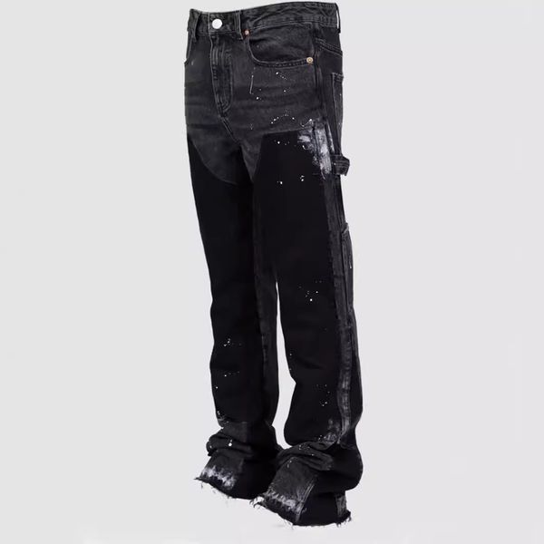 designer ksubi mens european and american fashion ins workwear popular elastic patch denim layered flared pants designer jeans men