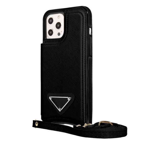 Brand P triangle PU leather cell phone case suitable for iphone14 shielded messenger bag iphone 13 pro max mobile phone ladies wallet