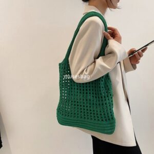 New high-quality yarn handmade knitted bag woven bag shoulder bag commuting large capacity tote bag bohemian style crossbody bag women bag