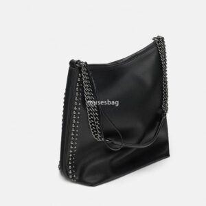 PU High Quality Women's Fashion Tote Handheld Rivet Practical Multi functional Single Shoulder Bag Water Bucket Bag Large Capacity Shopping Bag