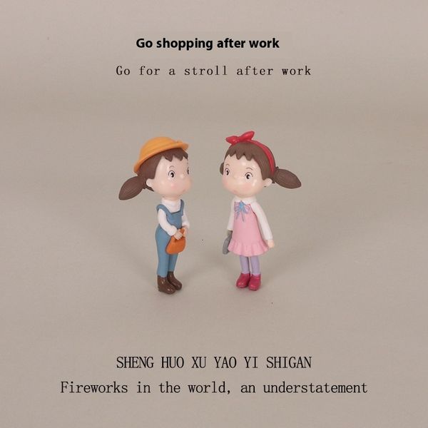 INS Mini Cartoon Character Little Girl Office Worker Micro Landscape Baby House DIY Creative Home Desktop Decoration