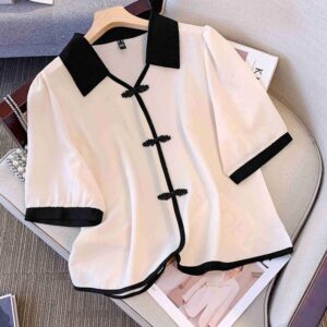 Plus size, 200 pounds summer mm oversized top with unique style and beautiful women's shirt 3378