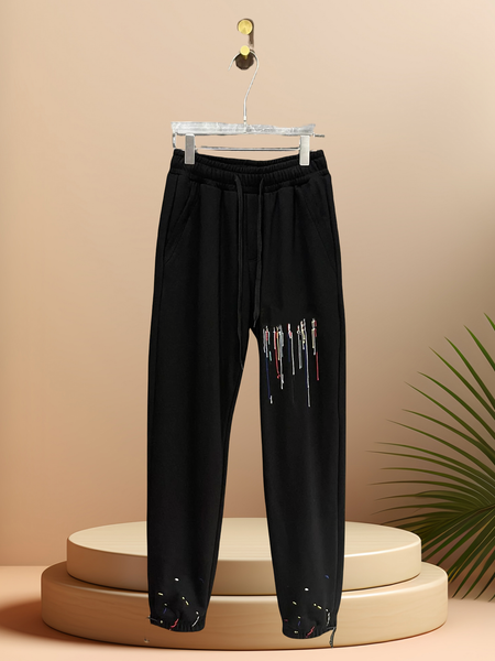 Embellished Men's Casual Camo Joggers - Comfort Fit Elastic Waist Cargo Track Pants