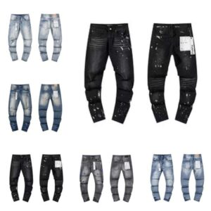 Fashion Mens Shorts Cool Style Designer Pant Distressed Ripped Biker Slim Stretch Purples Denim Jeans 288 purples jeans