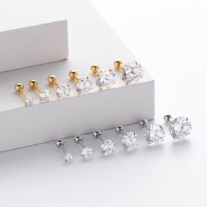 S925 pure silver screw stud earrings for women – four-prong set with zirconia stones – anti-loss earrings for safety and style, classic and versatile simple earrings
