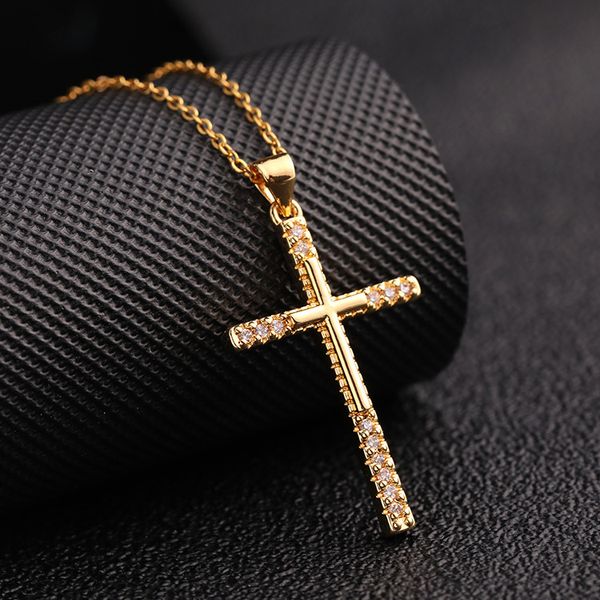 Retro punk cross necklace - unique zirconium cross pendant - rare titanium steel collar necklace