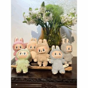 Labubu Monsters Sitting Down Par Series Heartbeat Macaron Doll Kai Guessing Bag Pattern Bag Keychain Series Decoration