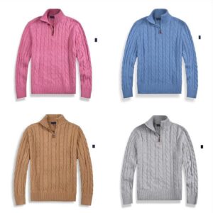 Classic Pullover Men Sweaters Designer Knitwear Autumn Slim Fit Wool Sweater Small Horse Embroidery Pattern Asian Size Couple Sweater Casual