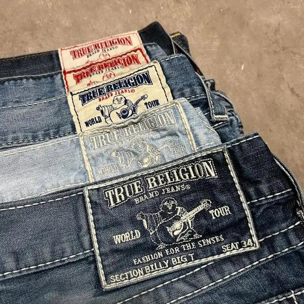 Men's Jeans Vintage Gothic Buddha Print Embroidered Straight Leg Y2k Haruku High Waisted Slim Fit Denim Micro Flared Pants