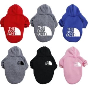 20 Color Wholesale Designer Pet Clothes Sweater Dog Apparel Four Seasons Small and Medium Dogs Hoodie The Doggy Face Labrador French Bulldog Jacket Clothing 283