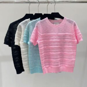 Sweater Women's Short Sleeve Fashion Knitted Top T-Shirt High Quality