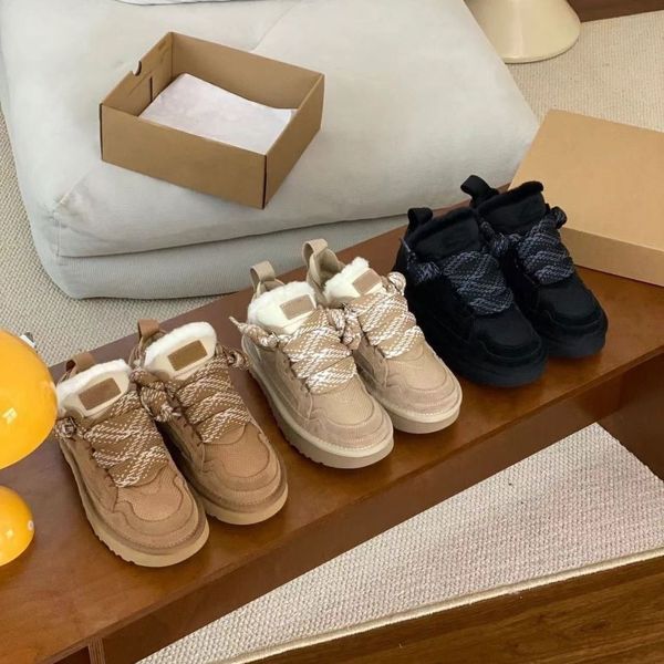 Big Szie 35-44 Designer Boots Chestnut Fur Sheepskin Shearling Tazz Mules Women Men Ultra Mini Platform Boot Slip-on Shoes Suede Upper Comfort Fall Winter Boots