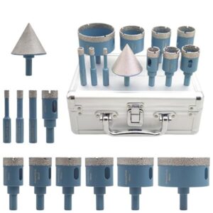 Complete 11-Piece Diamond Core Drill Bit Kit with Various Sizes for Precision Drilling