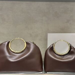 ring handbag luxury counter genuine leather women's bag fashionable lambskin fabric magnetic closure exquisite women's bag fixed round handle full of personality