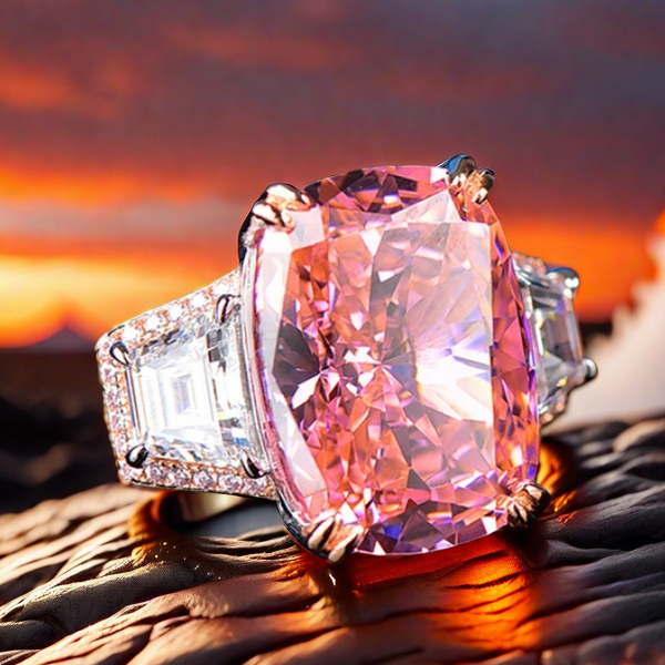 28CT S925 sterling silver ice flower cut 12X16 highcarbon diamond Queen's Kiss wedding ring marriage engagement courtship birthday anniversary eternal love ring