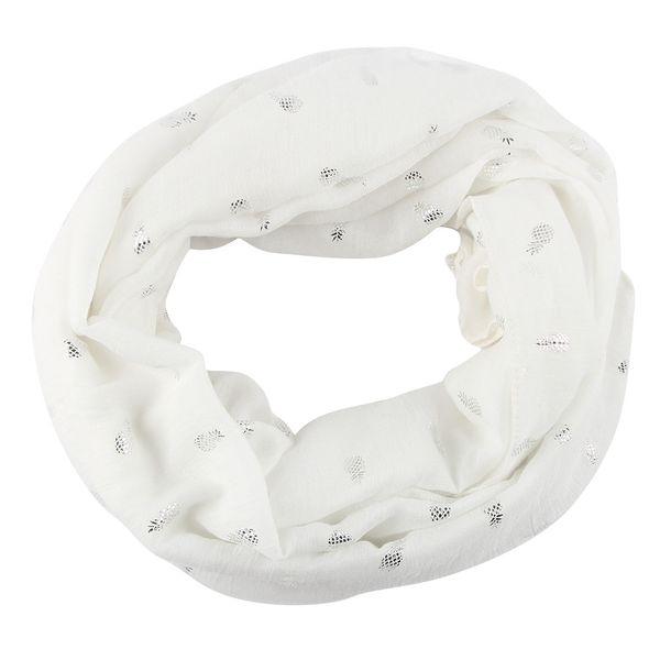 1-578 Silver Hot Stamping Small Pineapple Print Scarf - Elegant Accessory for Everyday Wear