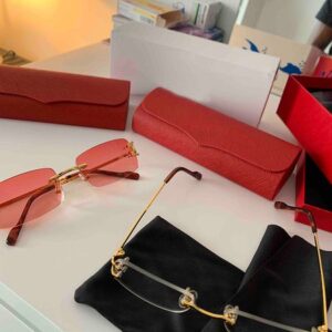 Designer Sunglasses for Woman Half Frame Sheet Spring Temples Europe and America Square Women Gold Clear Lens Men Sun glasses Sunshade Eyeglasses Lunettes