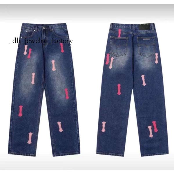 Chrome Jeans 25 Jeans New Men's Women's Jeans Designer Make Old Washed Straight Trousers Letter Prints Long Style High Quality Luxury Jeans Motorcycle Cross d97