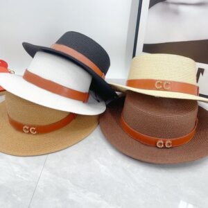 New straw hat designer caps socialite sun hat mens womens fashionable summer bucket hat tourism beach hat Stingy Brim Hats black khaki