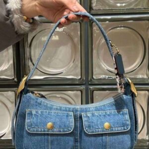 High end large capacity 2025 new fashionable underarm denim niche commuting crossbody bag single shoulder