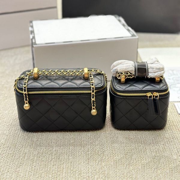 Ladies' Luxury Hand-Held Small Handbag Fashionable Diamond Grid Single Shoulder Box Bag Leather Chain Crossbody Bag