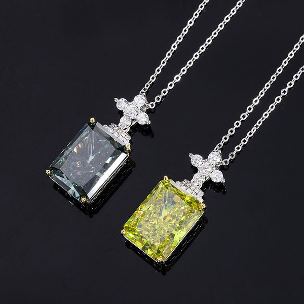 S925 Silver High-Carbon Diamond Luxury Pendant Necklace, 13x18mm Main Stone, Exquisite Fashion Design, Perfect Women's Jewelry for Any Occasion