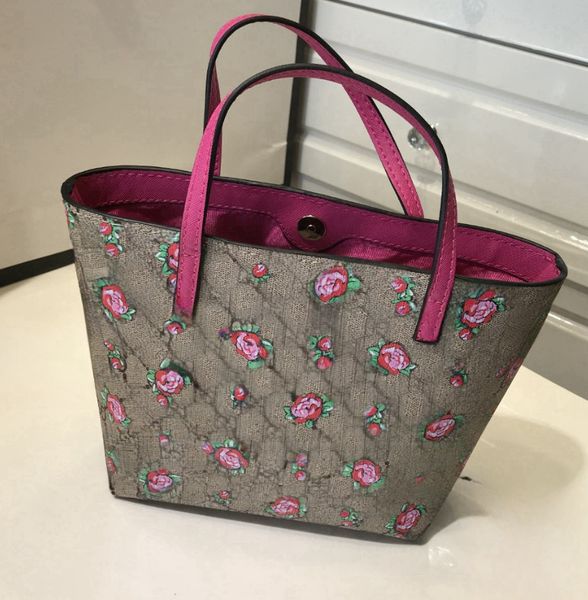 Fashion Children rose printed handbag 2025 Kids PVC princess tote bags girls single shoulder outdoor Picnic Basket bag S3307