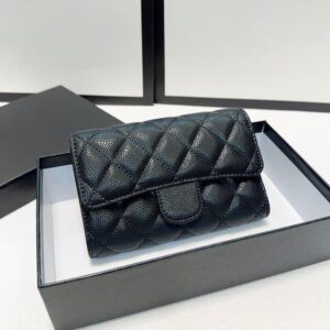 Designer Wallets Black cowhide Caviar Sheepskin Leather Wallet Classic card holder Classic Clutch Bags Luxurys Purse Card Women Credit card slot Fortune Bag 15m