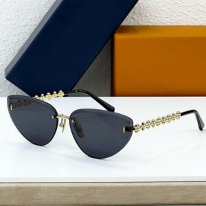 Luxury Bloom Cat Eye Sunglasses 2138U Black Double Sided Lens Designer Woman Exquisite Frameless Letter Flower Glasses Holiday Beach Eye Catching Eyewear