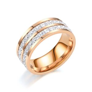 Fashion Women Stainless Steel Diamond Ring Men Gold Finger Zircon Ring Couple Wedding Jewelry Lovers Rings Wholesale Size 5-13
