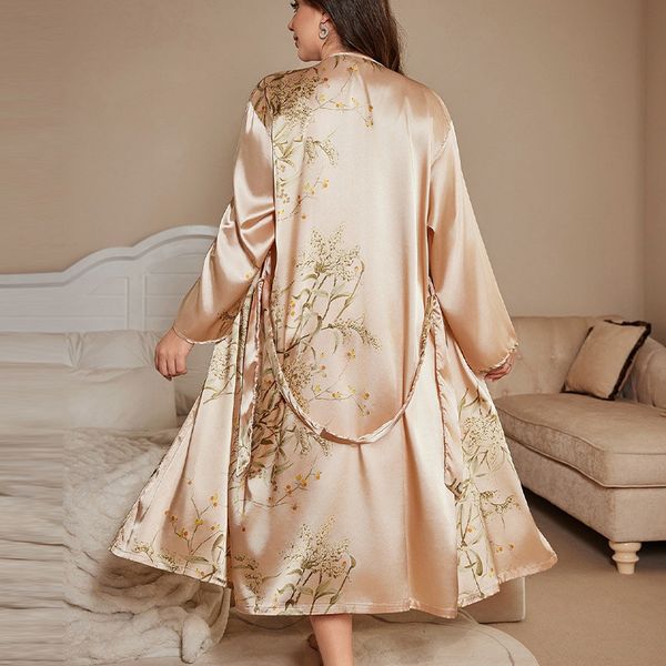 vintage Nightgown Plus Size Women Satin Kimono Robes Short Silk Bathrobe Bridesmaid Wedding Party Nightgown Sleepwear Sexy