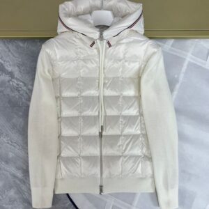 Designer Mens Winter Down Jacket Parkas Luxury Man Hooded Puffer Cropped Puffer Jacket Wool Sleeve Mens Patchwork Hooded Knitted Down Jacket