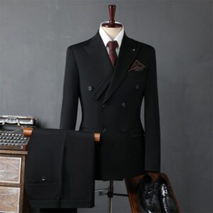 H368 Men's slim fit stylish black suit wedding banquet suit personality trend dress suit