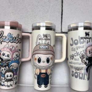 New thermos cup made of Labubu cloth 40oz car cup Labubu straw ice cream cup