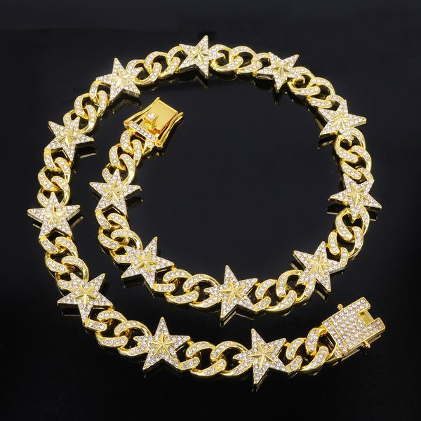 Elegant Hip-Hop Inspired Diamond Encrusted Neckpiece with Intricate Star Motif