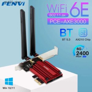 Adapters FENVI 6E AX210 5374Mb Wireless PCIe Adapter Three Band 2.4G/5G/6Ghz Compatible with Bluetooth 5.3 Network WiFi Card Win 10/11 L240910