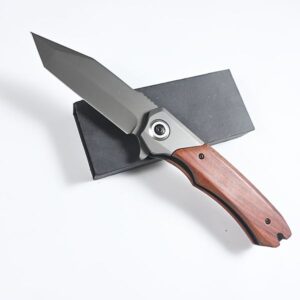 Folding Pocket Folding Knife, Stainless Steel Blade Wood Handle, Camping Survival EDC Knife, With Pocket Clip, For Fishing, Outdoor, Hiking, For Men or Women Present