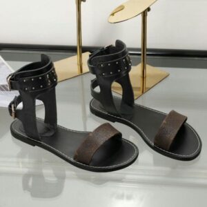 Sandals fashion new style sandals top designer shoes genuine leather letter printing shoes flat bottom rubber sandals outdoor anti slip slippers beach shoes