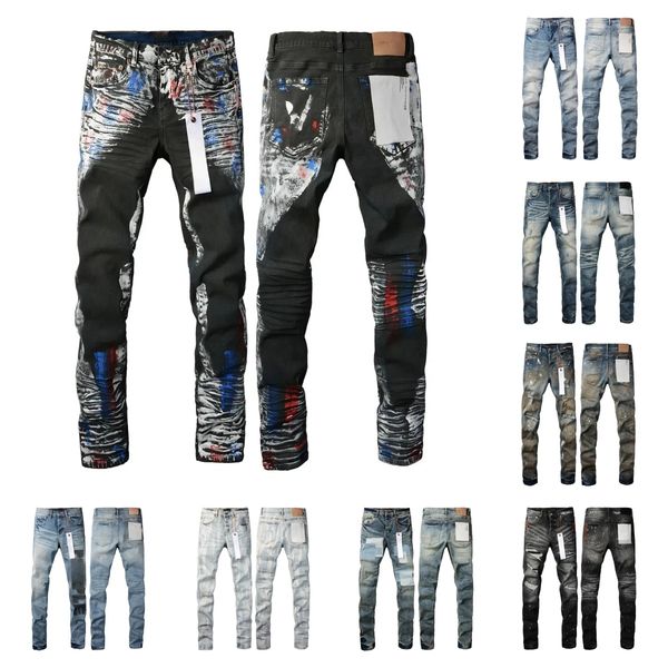 Premium Quality Men's Straight Fit Ripped Denim Motorbike Jeans