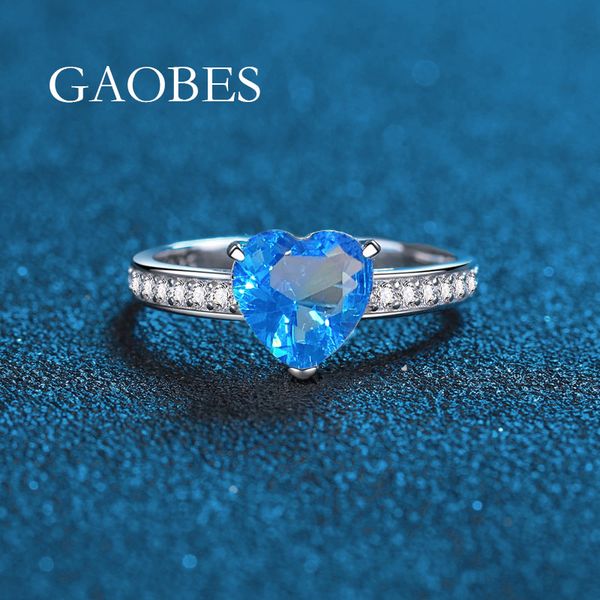 925 Sterling Silver Heart-Shaped Pink Diamond Ring with Blue and White Diamonds, Full Diamond Design, Elegant Luxury Engagement Ring for Women