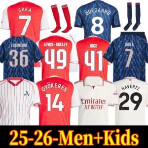 25 26 SAKA GYOKERES Soccer Jerseys ZUBIMENDI MADUEKE ODEGAARD RICE HAVERTZ NWANERI MARTINELLI Calafiori SALIBA TROSSARD Football Shirt Men Kids Child Kit shirts