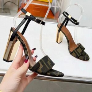 Fashion high Heels Dress Shoes Letter Sandals Leather High Heels Designer women's shoes Comfortable high-heeled sandals 26T2#