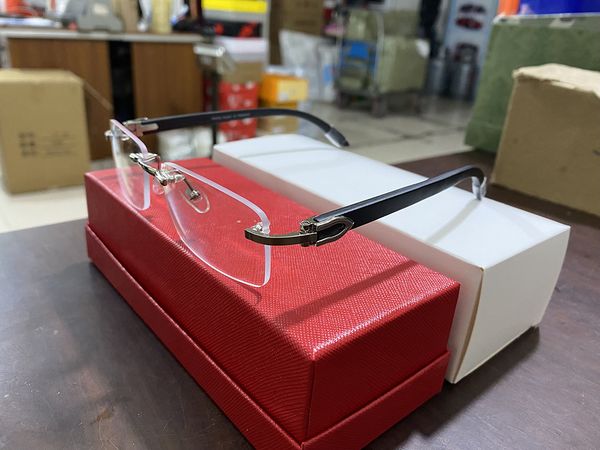 Silver Designer Sunglasses For Women and Mens Summer style Anti-Ultraviolet Buffalo Horn Glasses Retro Plate Plank Rectangle Frameless Fashion Eyeglasses With Box