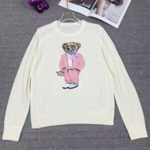 womens designer sweater luxury flag bear knitwear clothes autumn winter ladies round neck embroidery letter knitted classic tops white black warm jumpers