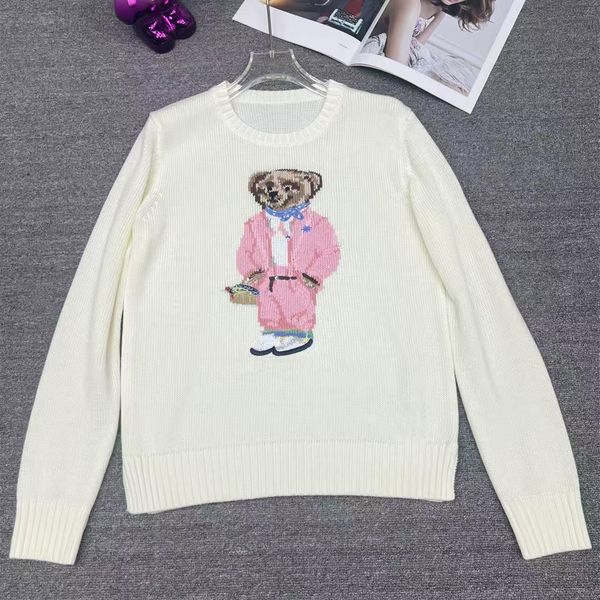 womens designer sweater luxury flag bear knitwear clothes autumn winter ladies round neck embroidery letter knitted classic tops white black warm jumpers