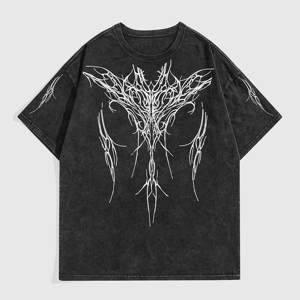 Vintage Washed Short T-Shirt for Men, Loose Fit, High Street Fashion, Pure Cotton Half Sleeve Tee