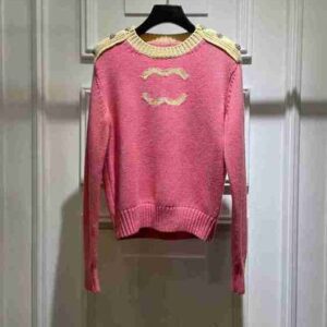 Women's Sweaters Designer 2023 European designers design pink contrast cashmere sweater 2PMI