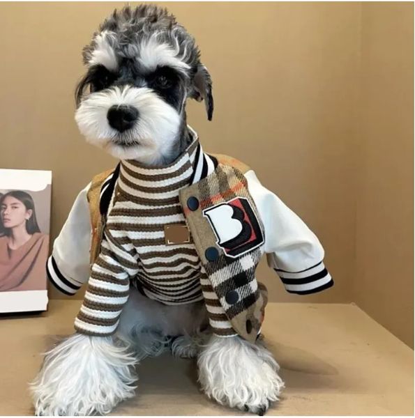 Designer Dog Accessories Outerwears Autumn Spring Baseball Jacket Cat Plush Thickened Warm Coat Teddy Clothing Knitwear 045